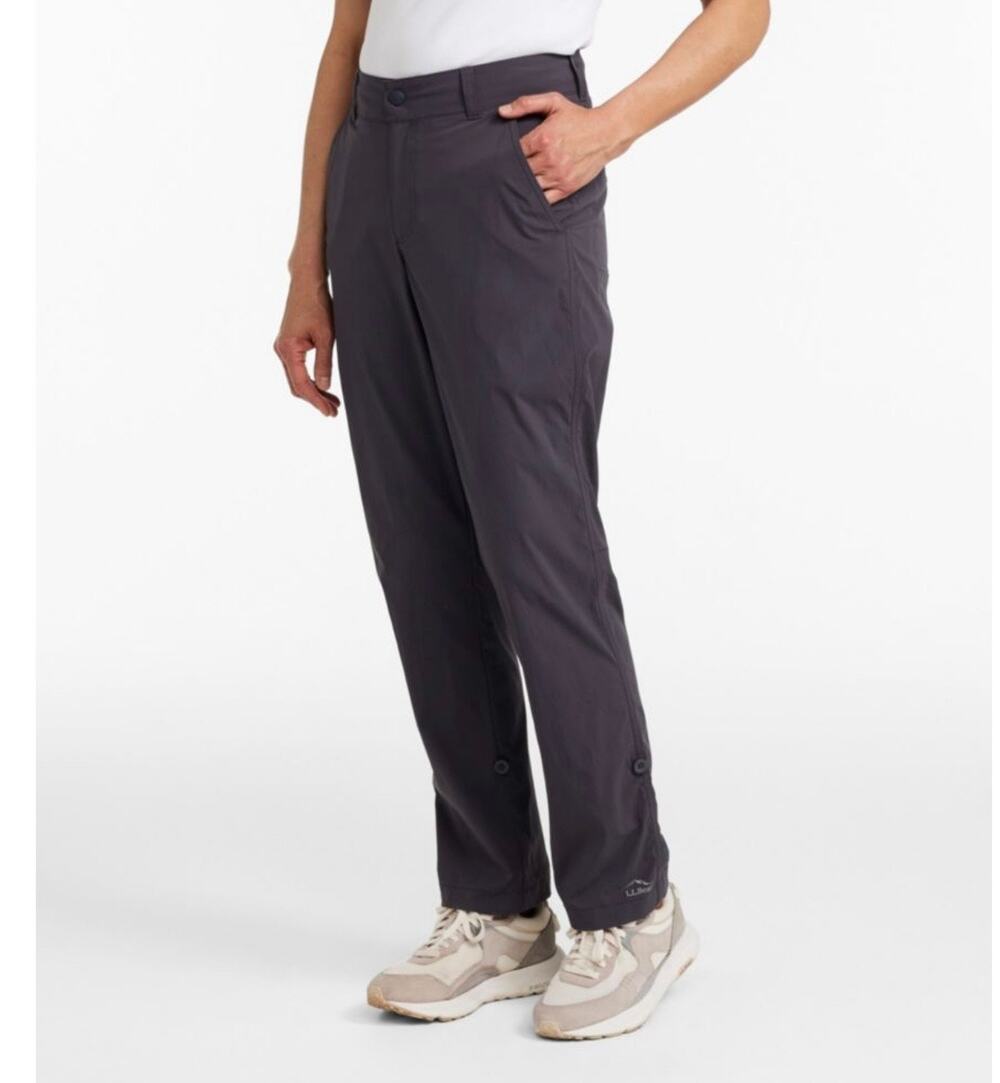 LL Bean Access Trail Straight Leg Pants Women's 14 Gray Hiking Outdoors Camping